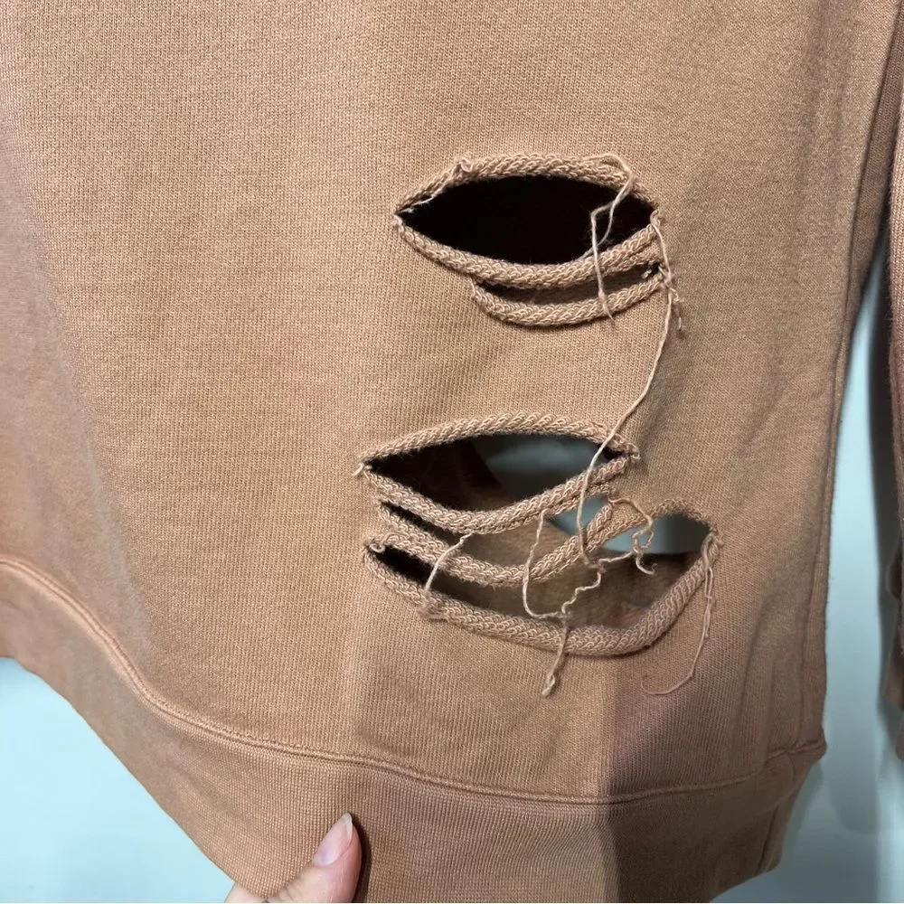Alo Yoga Fade Long Sleeve Slash Out Pullover in Henna S